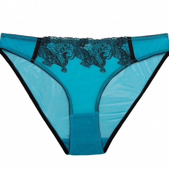 Electric Blue sheer tiger bra and panty set - Picture 4 of 5